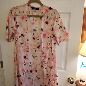 J LEE NWOT SHEAR LONG FLORAL CARDIGAN